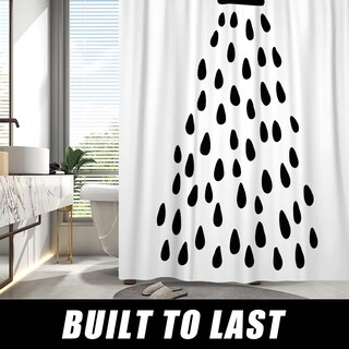 Foto 2 | Foto 2 | Cortina De Ducha Riepoiia Con Forma De Gota De Agua Blanca Y Negra 180 X 180 Cm - Venta Internacional.