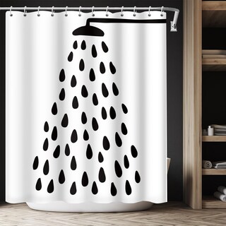 Foto 6 | Foto 6 | Cortina De Ducha Riepoiia Con Forma De Gota De Agua Blanca Y Negra 180 X 180 Cm - Venta Internacional.
