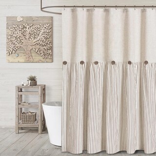 Foto 1 | Foto 1 | Cortina De Ducha Awellife Farmhouse De Lino Beige Texturizado 180 X 180 Cm - Venta Internacional.