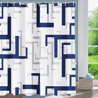 Foto 2 | Foto 2 | Cortina De Ducha Yiartaan  Moderna  Geométrica  Azul  180 X 180 Cm - Venta Internacional.