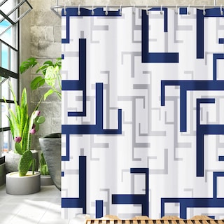 Foto 7 | Foto 7 | Cortina De Ducha Yiartaan  Moderna  Geométrica  Azul  180 X 180 Cm - Venta Internacional.