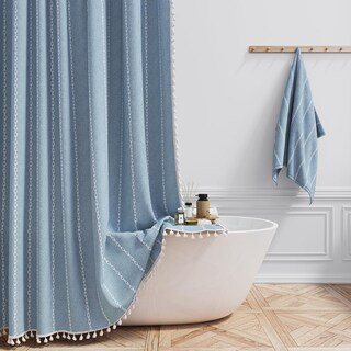 Foto 1 | Foto 1 | Cortina De Ducha Bttn Boho Farmhouse Linen Rústico Azul 180 X 180 Cm - Venta Internacional.
