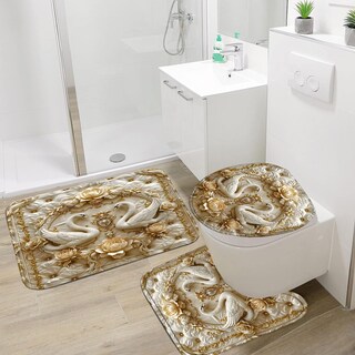 Foto 3 | Foto 3 | Juego De Cortinas De Ducha Zlqq 3d Swan Con Alfombras Y Tapa De Inodoro 4 Unidades - Venta Internacional.