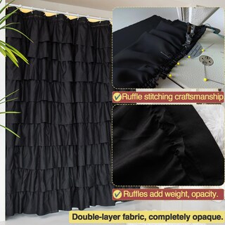Foto 2 | Foto 2 | Cortina De Ducha Westweir Gótica Con Volantes Negros 36 X 72 Pulgadas - Venta Internacional.