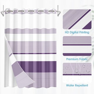 Foto 2 | Foto 2 | Cortina De Ducha Nesphy Sin Gancho Color Morado Con Forro 180 X 188 Cm - Venta Internacional.