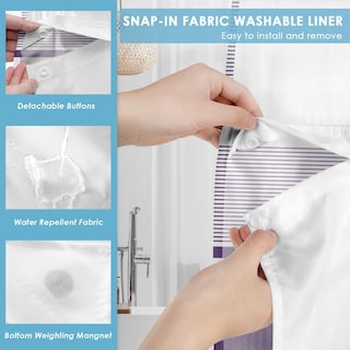 Foto 3 | Foto 3 | Cortina De Ducha Nesphy Sin Gancho Color Morado Con Forro 180 X 188 Cm - Venta Internacional.