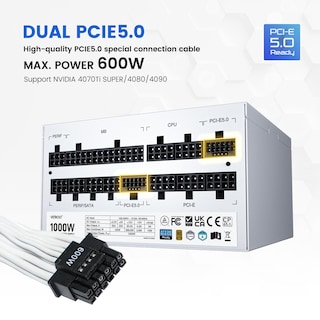 Foto 2 | Foto 2 | Fuente De Alimentación Vetroo 1000w 80 Plus Gold Totalmente Modular Blanca - Venta Internacional.