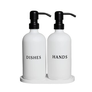 Foto 1 | Foto 1 | Set Dispensador De Jabón Para Manos Y Platos De Vidrio Blanco Rm Home 480 Ml - Venta Internacional.