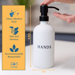 Foto 3 | Foto 3 | Set Dispensador De Jabón Para Manos Y Platos De Vidrio Blanco Rm Home 480 Ml - Venta Internacional.