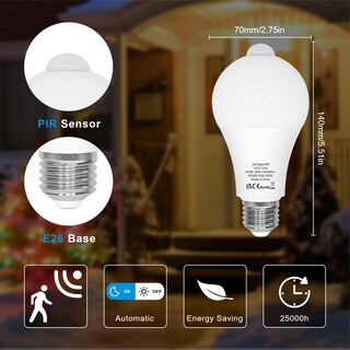 Foto 2 | Foto 2 | Paquete De 2 Bombillas Oraluce Con Sensor De Movimiento 12 W 6000 K A19 E26 - Venta Internacional.