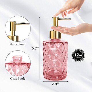Foto 2 | Foto 2 | Dispensador De Jabón Ytdtkj De Vidrio De 330 Ml Con Bomba Dorada  Color Rosa - Venta Internacional.