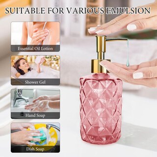 Foto 3 | Foto 3 | Dispensador De Jabón Ytdtkj De Vidrio De 330 Ml Con Bomba Dorada  Color Rosa - Venta Internacional.