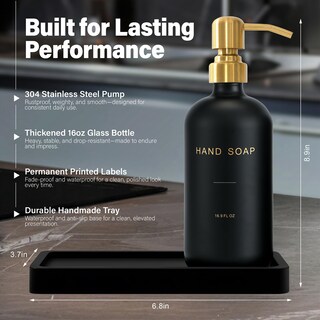 Foto 2 | Foto 2 | Set Dispensador De Jabón Prus Waso Loción De Manos Para Baño Dorado Y Negro - Venta Internacional.