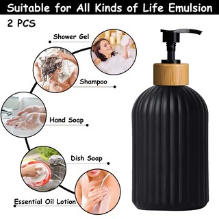 Foto 4 | Foto 4 | Set Dispensador De Jabón Yytsgg De Vidrio Negro Con Bomba De Bambú De 400 Ml (2) - Venta Internacional.