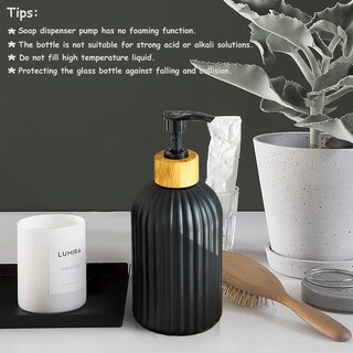 Foto 7 | Foto 7 | Set Dispensador De Jabón Yytsgg De Vidrio Negro Con Bomba De Bambú De 400 Ml (2) - Venta Internacional.