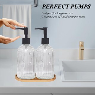 Foto 5 | Foto 5 | Set Dispensador De Jabón Gkscxexe De Vidrio Con Bomba De Plástico 400 Ml X2 - Venta Internacional.