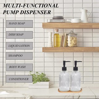 Foto 6 | Foto 6 | Set Dispensador De Jabón Gkscxexe De Vidrio Con Bomba De Plástico 400 Ml X2 - Venta Internacional.