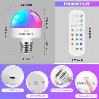 Foto 4 | Foto 4 | Paquete De 4 Bombillas Led Recargables Rgbcw 40 W E26 500 Lm - Venta Internacional.