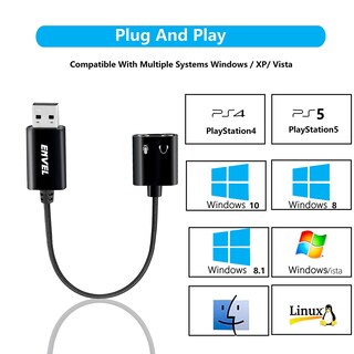Foto 5 | Foto 5 | Adaptador De Audio Usb A 3 5 Mm Tarjeta De Sonido Externa Envel Negro - Venta Internacional.