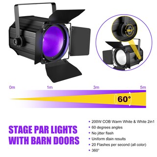 Foto 4 | Foto 4 | Luces De Escenario Djxfli Led De 200 W Cob Par Blanco Cálido Y Blanco - Venta Internacional.