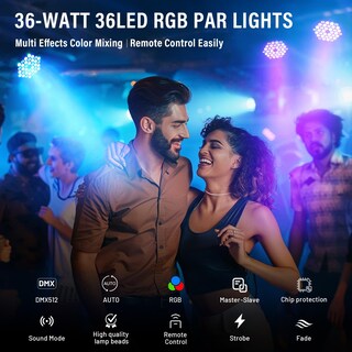 Foto 6 | Foto 6 | Juego De 2 Luces Stage Lights Cagor Rgb Dj Par De 36 W Con Control - Venta Internacional.