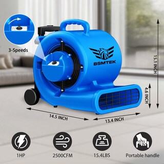 Foto 2 | Foto 2 | Ventilador Air Mover Bsmtek 5000 Cfm 1 Hp Con Temporizador Azul - Venta Internacional.