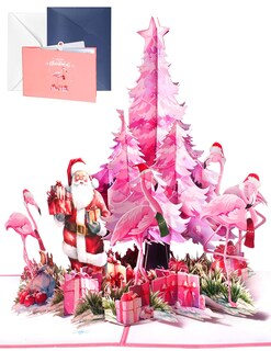 Foto 1 | Foto 1 | Tarjetas De Navidad Jmhachy 3d Con Forma De Árbol De Navidad Con Diseño De Santa Flamingo - Venta Internacional.