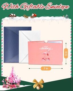 Foto 2 | Foto 2 | Tarjetas De Navidad Jmhachy 3d Con Forma De Árbol De Navidad Con Diseño De Santa Flamingo - Venta Internacional.