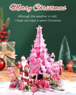 Foto 3 | Foto 3 | Tarjetas De Navidad Jmhachy 3d Con Forma De Árbol De Navidad Con Diseño De Santa Flamingo - Venta Internacional.