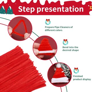 Foto 3 | Foto 3 | Limpiapipas Iuidu Tallos Navideños De Chenilla 150 Unidades Color Rojo - Venta Internacional.