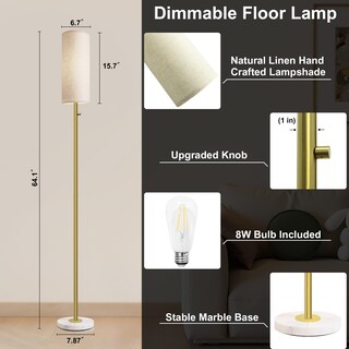 Foto 2 | Foto 2 | Lámpara De Pie Aulaiyi Regulable Dorada Con Base De Mármol Led 8 W - Venta Internacional.