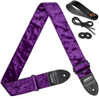 Foto 1 | Foto 1 | Correa Para Guitarra Amumu De Terciopelo Flocado Con Extremos De Piel De Microfibra - Venta Internacional.