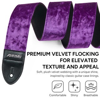 Foto 3 | Foto 3 | Correa Para Guitarra Amumu De Terciopelo Flocado Con Extremos De Piel De Microfibra - Venta Internacional.