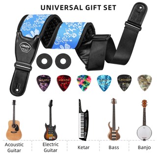 Foto 7 | Foto 7 | Correa De Guitarra Lekato Para Guitarra Eléctrica Y Bajo Azul + Accesorios - Venta Internacional.