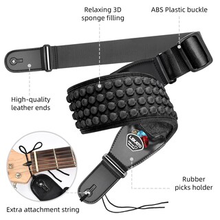 Foto 3 | Foto 3 | Correa De Guitarra Lekato Para Guitarra Eléctrica Y Bajo Neopreno Negro - Venta Internacional.