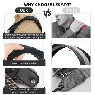 Foto 4 | Foto 4 | Correa De Guitarra Lekato Para Guitarra Eléctrica Y Bajo Neopreno Negro - Venta Internacional.