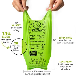 Foto 3 | Foto 3 | Inicio Bolsas Compostables Para Excrementos De Perro Planet Poop Extralargas 60 - Venta Internacional.