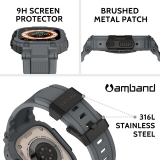 Foto 3 | Foto 3 | Funda Protectora De Pantalla Con Correa Para Apple Watch De 49 Mm  Color Gris - Venta Internacional.