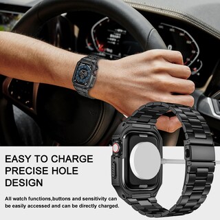 Foto 6 | Foto 6 | Correa De Reloj Con Funda Baiteyou De Acero Inoxidable Para Apple De 45 Mm - Venta Internacional.