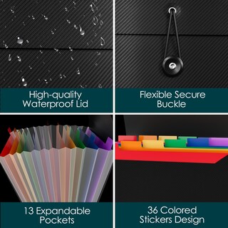 Foto 3 | Foto 3 | Organizador De Archivos En Forma De Acordeón Cowdro Paquete De 10 Con 13 Bolsillos Negro - Venta Internacional.