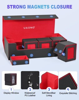 Foto 6 | Foto 6 | Caja De Almacenamiento De Cartas Uaono Mtg 5 En 1 Con 4 Cajas Pequeñas Negras Y Rojas - Venta Internacional.