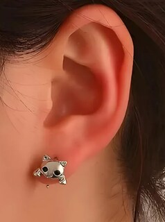 Foto 2 | Foto 2 | Joyería Chapado En Plata Esterlina Xtellar - Aretes Sofisticados De Gato Michi