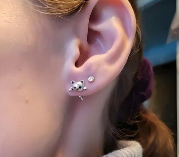 Foto 3 | Foto 3 | Joyería Chapado En Plata Esterlina Xtellar - Aretes Sofisticados De Gato Michi