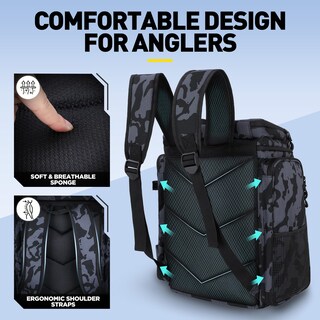 Foto 5 | Foto 5 | Mochila De Pesca Plusinno 42 L Con Soportes Para Cañas Y 4 Cajas De Aparejos - Venta Internacional.