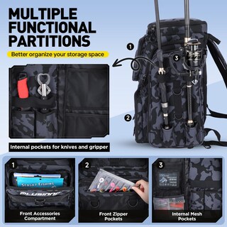 Foto 7 | Foto 7 | Mochila De Pesca Plusinno 42 L Con Soportes Para Cañas Y 4 Cajas De Aparejos - Venta Internacional.