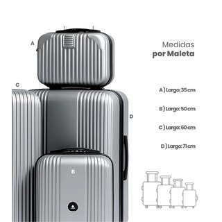 Foto 3 | Foto 3 | Set De 4 Maletas Rígidas Con Ruedas Kit De Viaje