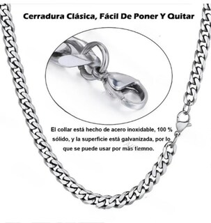 Foto 2 | Foto 2 | Xtellar Collar De Acero Inoxidable Plateado Estilo Cubano Para Chicos Y Chicas