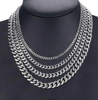Foto 3 | Foto 3 | Xtellar Collar De Acero Inoxidable Plateado Estilo Cubano Para Chicos Y Chicas
