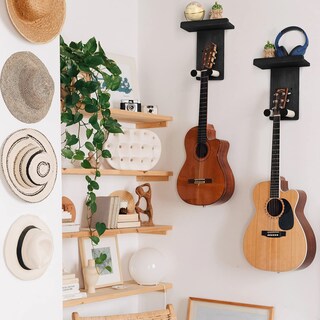 Foto 2 | Foto 2 | Colgador De Pared Para Guitarra Keebofly Paquete De 2 Con Soporte Para Púas Estante De Madera - Venta Internacional.