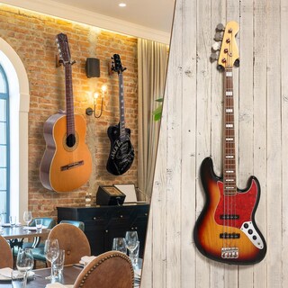 Foto 5 | Foto 5 | Soporte De Pared Para Guitarra Eléctrica Acústica Madera De Cebra En Forma De U - Venta Internacional.